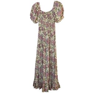 Mary Marshmallow Poppy Dress Floral Boho Cottage Smocked Bodice Size XS